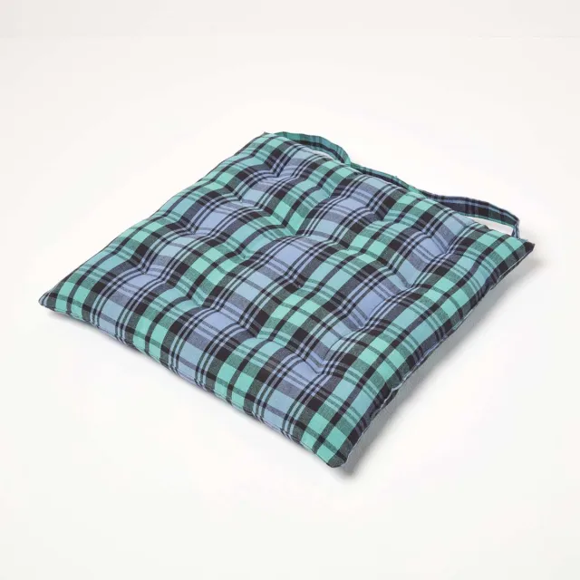 Homescapes Blackwatch tartan zitkussen, 100% katoen, 40 x 40 cm Blauw
