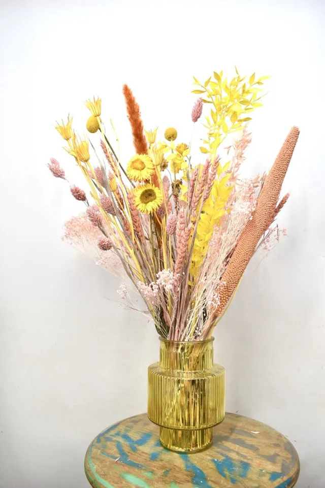 Natuurlijk Bloemen Droogbloemen - Droogbloemen boeket - Yellow Tunes - 50 cm - Natuurlijk Bloemen Geel