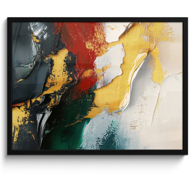 FrameYourWall Poster in lijst - Fotolijst 70x50 cm - Posters - Modern - Kerst - Abstract - Goud - Posterlijst zwart - Decoratie - Wanddecoratie woonkamer - Kerstdecoratie voor binnen - Kerstversiering - Kerstmis versiering in huis - Kerstaccessoires Abstract - Kerst