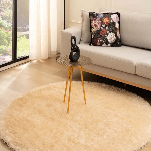 Tapeso Velvet vloerkleed rond - Posh champagne 200