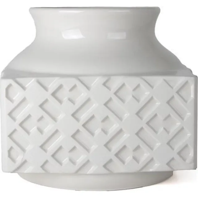 Fairforward Suai Keramische Vaas Wit 16 cm - Handgemaakt - Mat/Glanzend Effect - Fair Trade