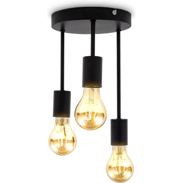 B.K.Licht Plafondspots - zwarte opbouwspots - industrieel - metaal - plafonniére - E27 fitting - excl. lichtbronnen