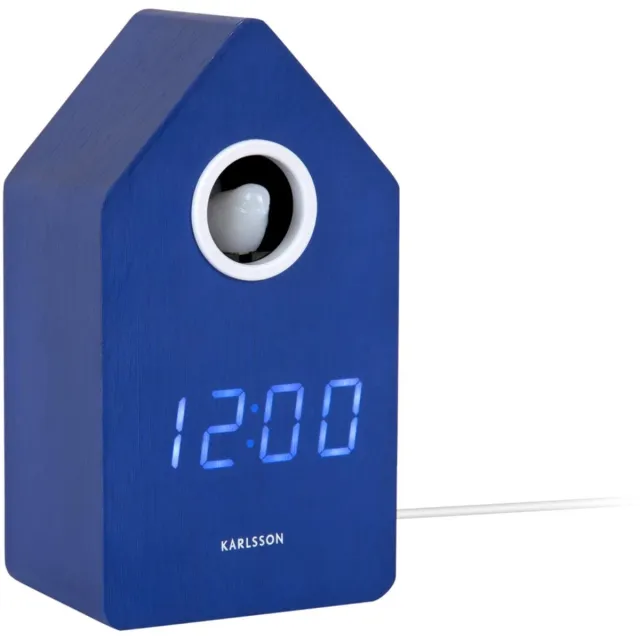 Karlsson Wekker Cuckoo Led - Blauw - 9x9x15.8cm - Modern - Wekker voor slaapkamer - Wekkers