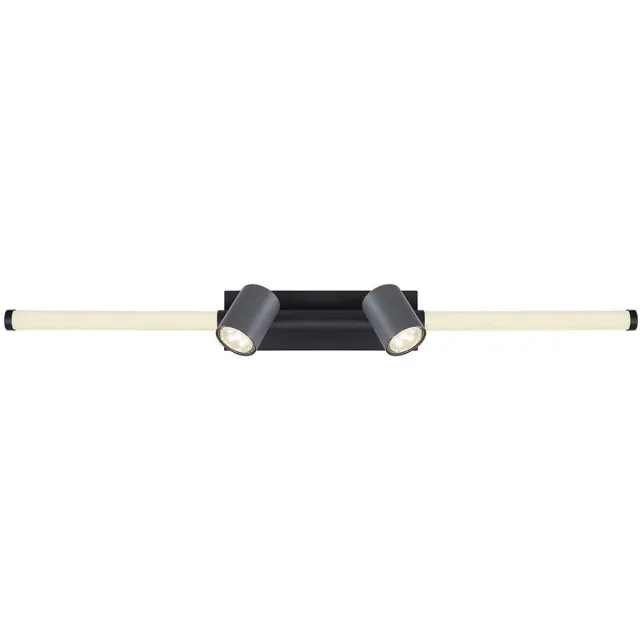 Globo Plafondlamp met zwenkbare spots Spotverlichting zwart Woonkamerlamp, grafiet opaal, 2x GU10, 1x LED 10W 690Lm warm wit, L 80,4 cm Grijs