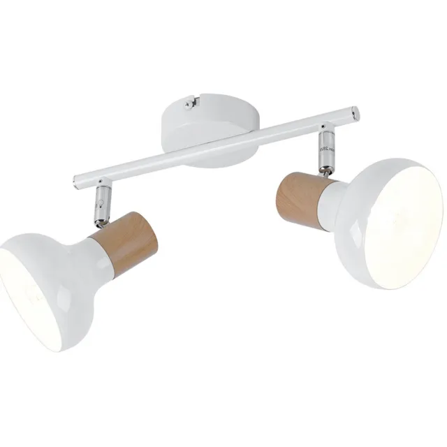 Wofi Plafondlamp spot 2 vlammen plafondlamp wit 2 spots, zwenkbare spot, houtlook, E14 stopcontacten, LxBxH 35,5x13x16 cm, Wofi 775502069000