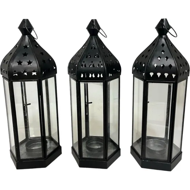 Home Society Set/3 - Hang/Kandelaren - Oosters - Shaszi - Zwart - Metaal/Glas