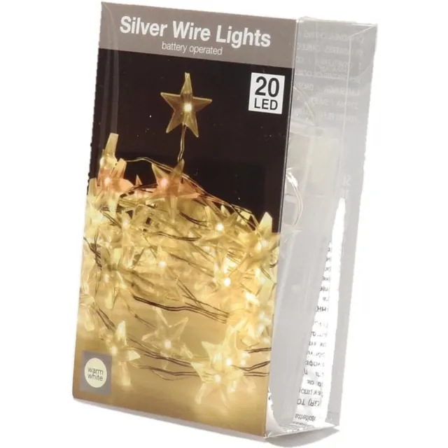 Nampook Draadverlichting - sterren lampjes - 20 leds - warm wit - 95 cm - kerstverlichting