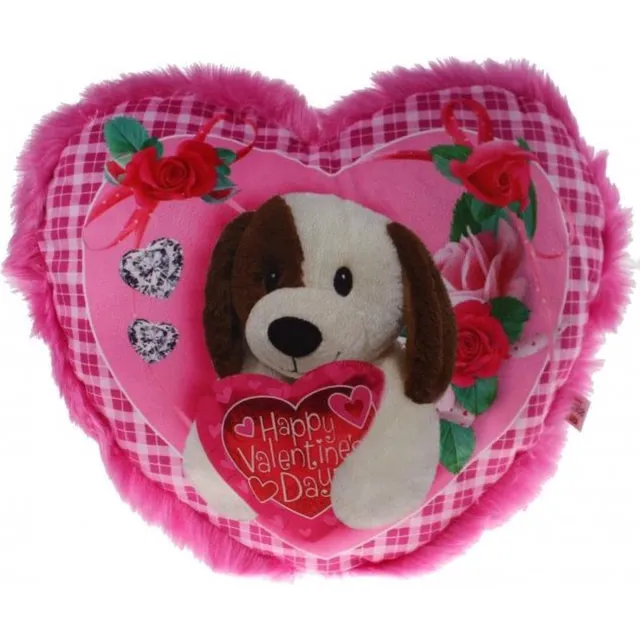 Eddy Toys Hartjes Kussen Hond 30 Cm Roze