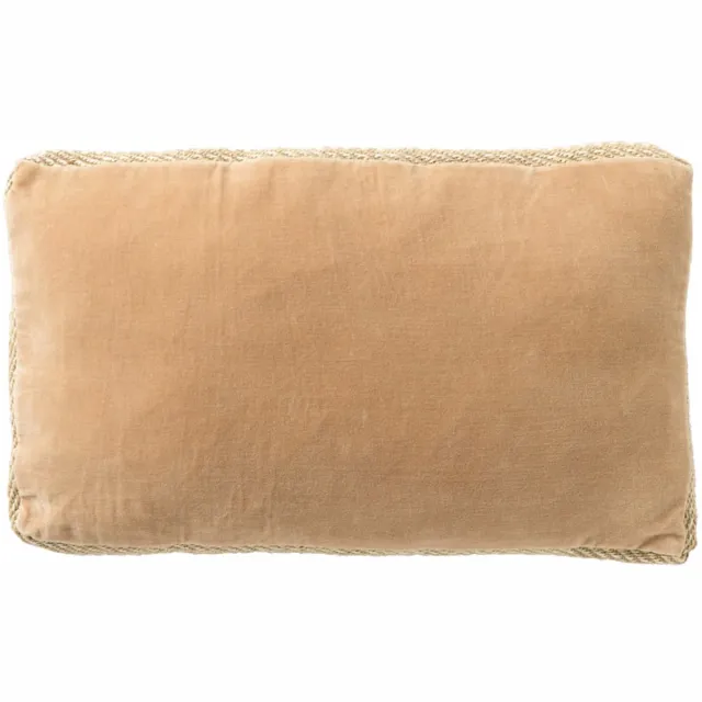 Dutch Decor MANOE - sierkussen 30x50 cm - effen kleur - jute rand - Semolina - beige - Inclusief binnenkussen - Luxe kussens voor woonkamer & bank