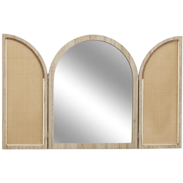 HOME DECO FACTORY Spiegel Bali - hout - met deurtjes - 40 x 50 cm - boho stijl Naturel