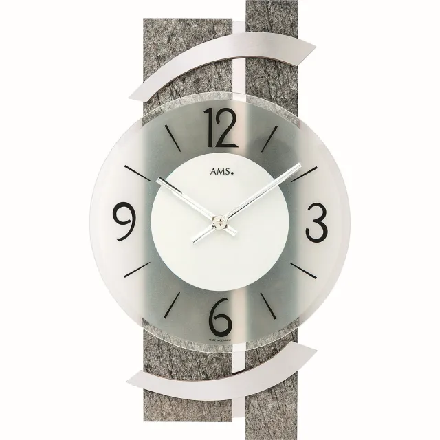 AMS Wandklok Natuursteen-Aluminium 9548 Grijs