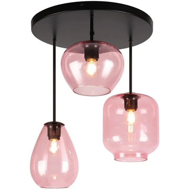 Olucia CAIA - Plafondlamp - Roze / Zwart - Vorm: Rond