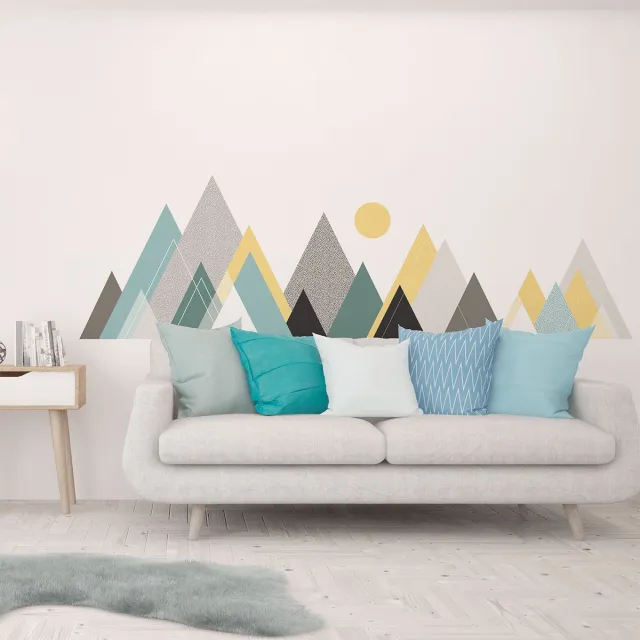 Ambiance Sticker Muurstickers - Decoratie voor slaapkamer/woonkamer - Gigantische muursticker van de Scandinavische bergen van Nevada - 100x150 cm Multi color
