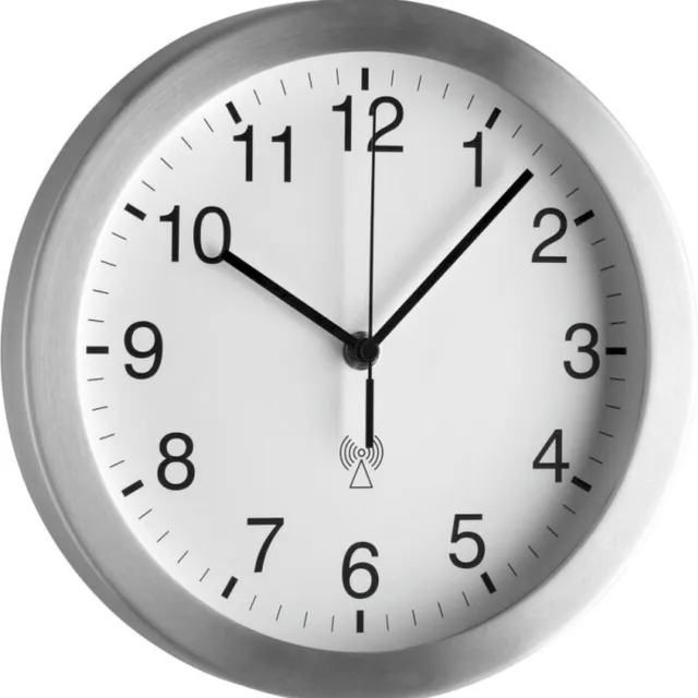 TFA Dostmann 98.1091.02 Wandklok Zendergestuurd 25 cm x 40 mm Aluminium (mat)