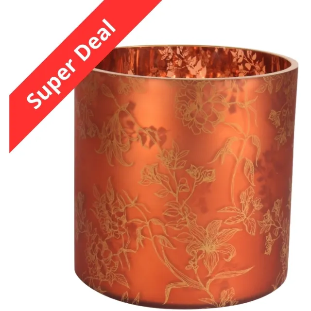 Baroque Waxinelichtjeshouder - Waxinelichthouder Bloemenprint 15 cm - Rood - Glas - 15x15x15 - Glass Red