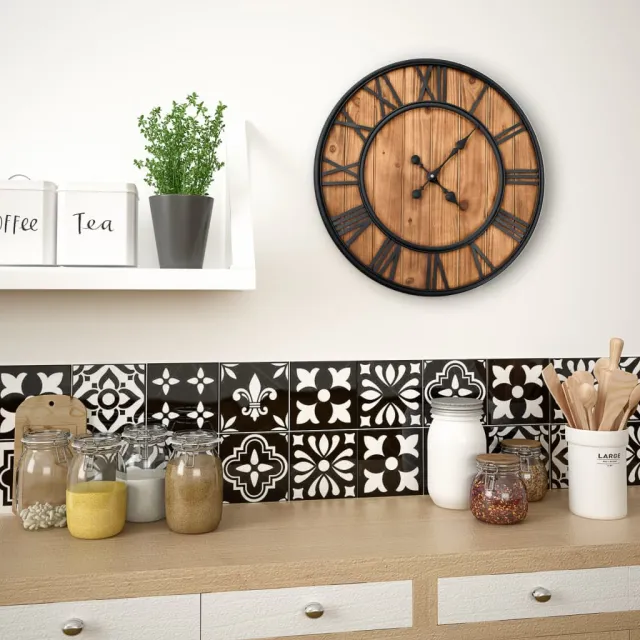 vidaXL Wandklok vintage-stijl quartz-mechanisme XXL 60 cm hout metaal Bruin