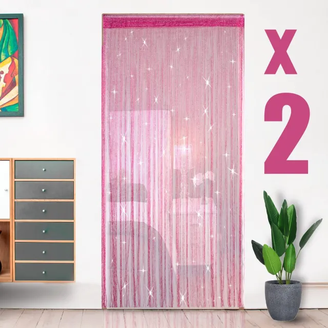 Unyqoos ® Elegant Draadgordijn met Glittereffect voor Feesten en Interieurdecoratie - 2 Stuks van 100 x 200 cm roze