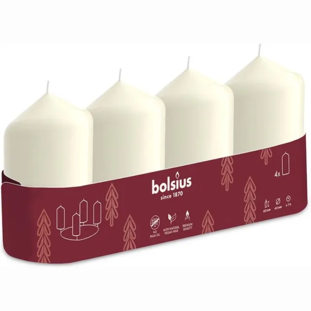 Bolsius Stompkaars - 60/40 - 4 stuks per verpakking - Soft Pearl Parelmoer
