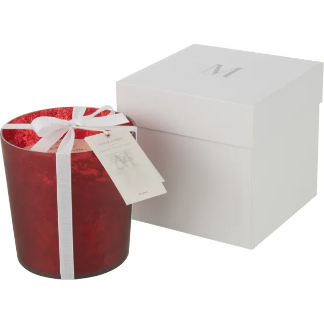 J-Line geurkaars M-Chic - Oud & Amber - glas - rood - medium - 80U