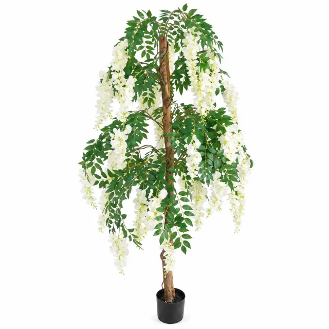 EDENIA Kunstplant - Synthetisch glycine in een pot, hoogte 150 cm Wit