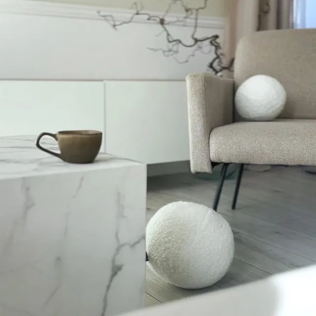Decordruk Soft Loop Serie - Decoratieve Kussen - Biały - Pętelkowe Tkanina - Ø 30 cm Wit;Biały