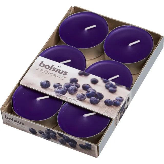 Bolsius Geparfumeerde Waxinelichtjes - Blueberry - Bosbes - 6 Stuks paars