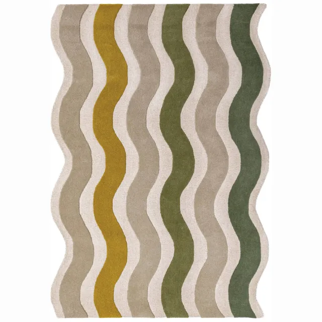 Flair Rugs Cascade Wool Scallop wollen vloerkleed beige