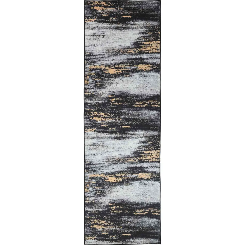 vidaXL Vloerkleedloper LESAKA Zwart en Goud 100 x 100 cm