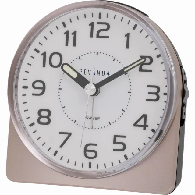 Pevanda RD890-SP METALLIC ROSE - Wekker - Analoog - Lichtgevende metalen wijzers - Kunststof - Alarm - Snooze - Achtergrondverlichting - Rosékleurig