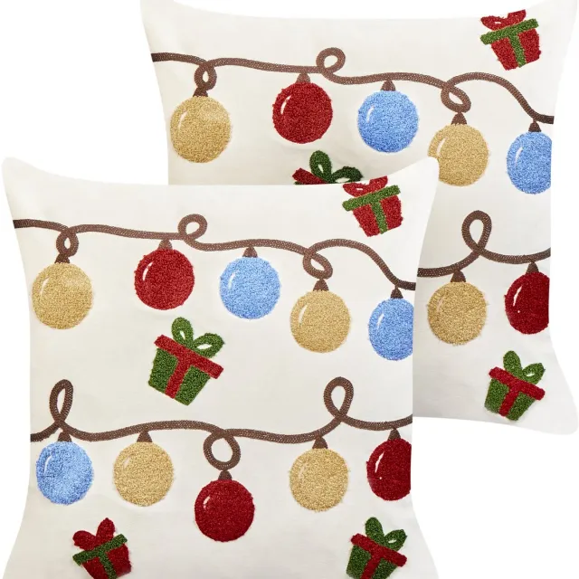 Beliani PALMIER - Sierkussen set van 2 - Gebroken wit - 45 x 45 cm - Fluweel