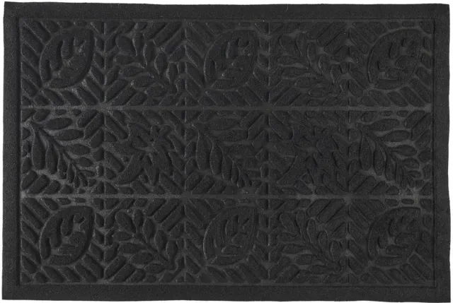 HOME DECO FACTORY Deurmat - anti slip - kunststof - zwart - 40 x 60 cm - schoonloopmat - met reliëf