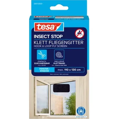 Tesa Raamhor Insect Stop - Zwart - Klittenbandmontage - 110x21cm