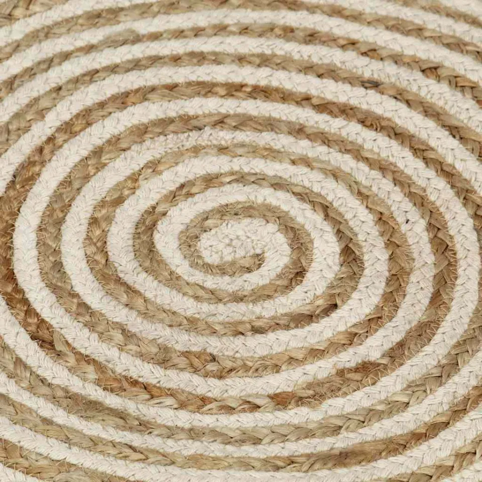 vidaXL Vloerkleed handgemaakt met spiraal ontwerp 90 cm jute wit, foto 4