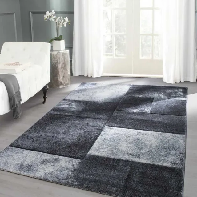 TapisTrend Designer tapijt Zwart-Grijs-Wit 80x150 cm Modern 3D- met contouruitsparing, Hawaii 1710