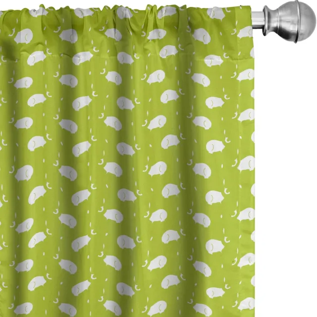 ABAKUHAUS Paashaasgordijnen – 2x75x225 cm – Microvezel – Verduistering Geel Groen en Wit