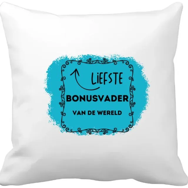 Akyol liefste bonusvader van de wereld Kussen hoes - Vader - de liefste bonusvader - vader cadeautjes - vaderdag - verjaardag - geschenk - kado - 40 bij 40 cm Multicolor