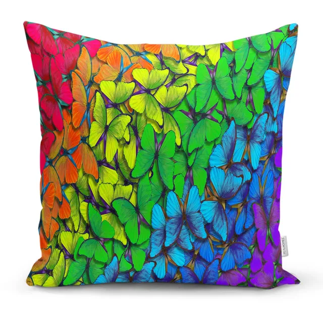 De Groen Home Kussensloop - kussenhoes - Sierkussenhoes - hoes voor vloerkussen 70x70cm - Gekleurde vlinder - Kussenhoesje Groen