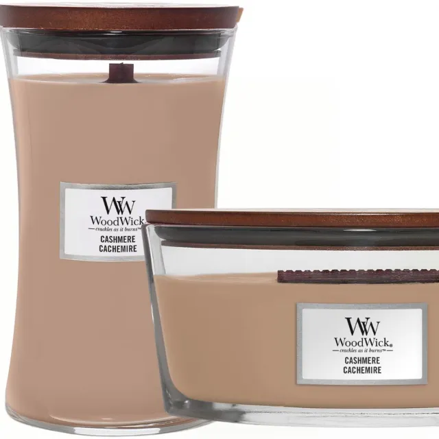 Woodwick Duo Ellipse en Large Candle Cashmere Bruin