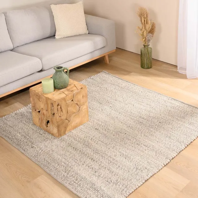Nordic Weavers Wollen vloerkleed vierkant - Lett lichtgrijs 250x250