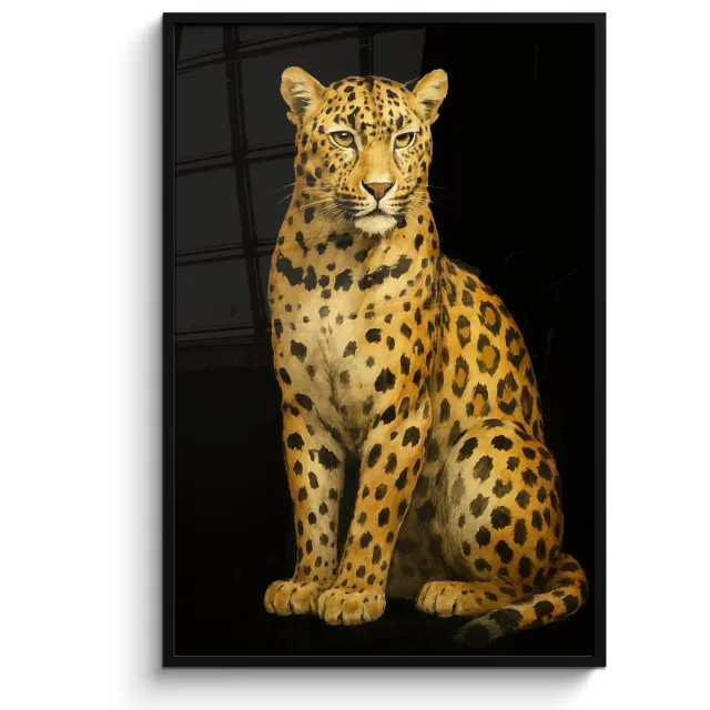 FrameYourWall Poster in lijst - Fotolijst 80x120 cm - Posters - Panter - Realistisch - Bruin - Posterlijst zwart - Decoratie - Wanddecoratie woonkamer - Muurdecoratie slaapkamer