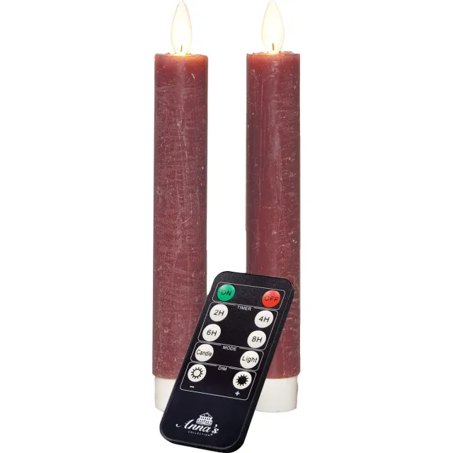 Anna's Collection LED dinerkaarsen - 2x st - antiek roze - 18 cm - met afstandsbediening Oudroze