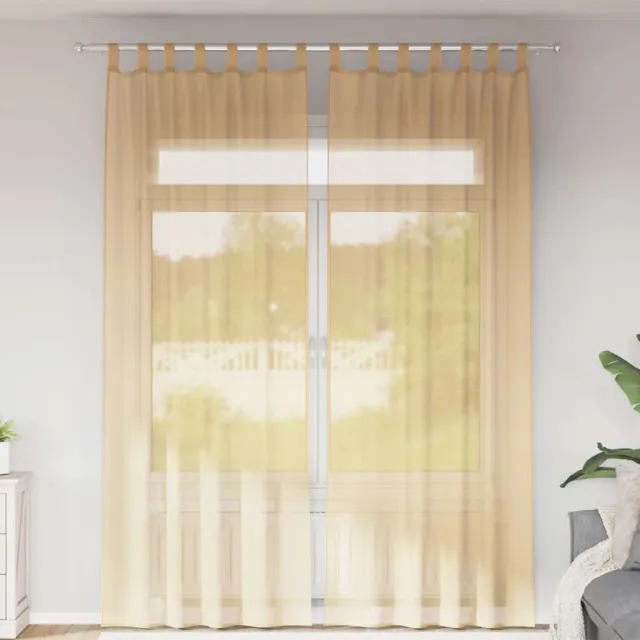 vidaXL Voile gordijnen met lussen 2 st 140x260 cm zand Bruin