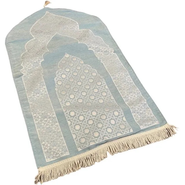 mirac Luxe Gebedskleed Chenille met motief Licht Blauw