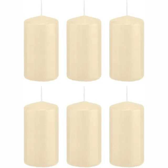 Trend Candles Cilinderkaars/stompkaars - 6x - cremewit - 5 x 10 cm - 23 branduren - met brandvertragende folie