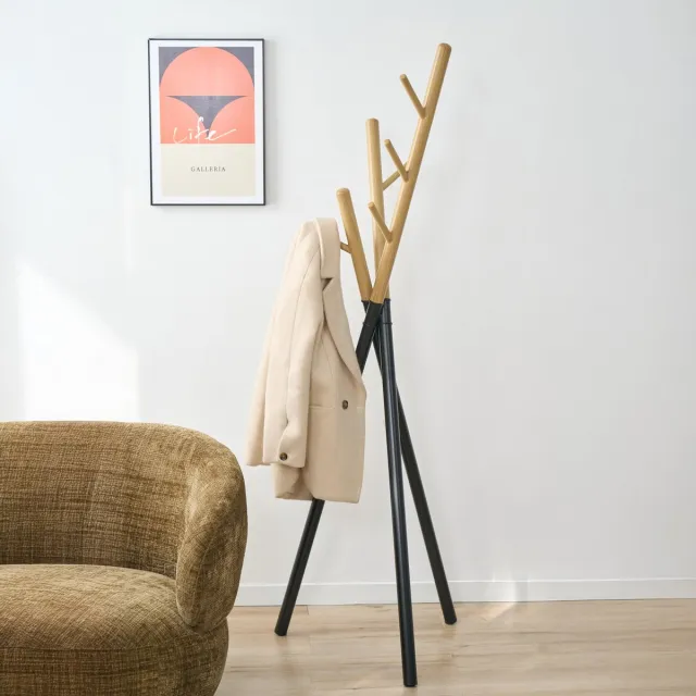en.casa Kapstok Laerdal kledingrek 172x49x49 cm zwart en houtkleurig [en.casa]