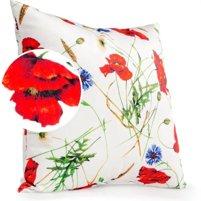 ANRO Klaprozen Sierkussen 50x50 cm - Velours - Inclusief vulling Wit