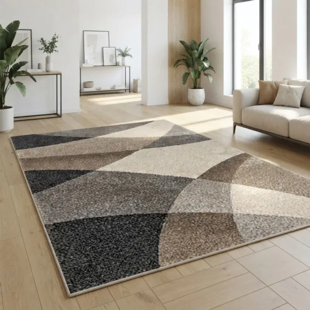TapisTrend Designer tapijt Beige 200x280 cm Modern vloerkleed met overlappende, gebogen geometrische vormen voor de woonkamer, slaapkamer en eetkamer
