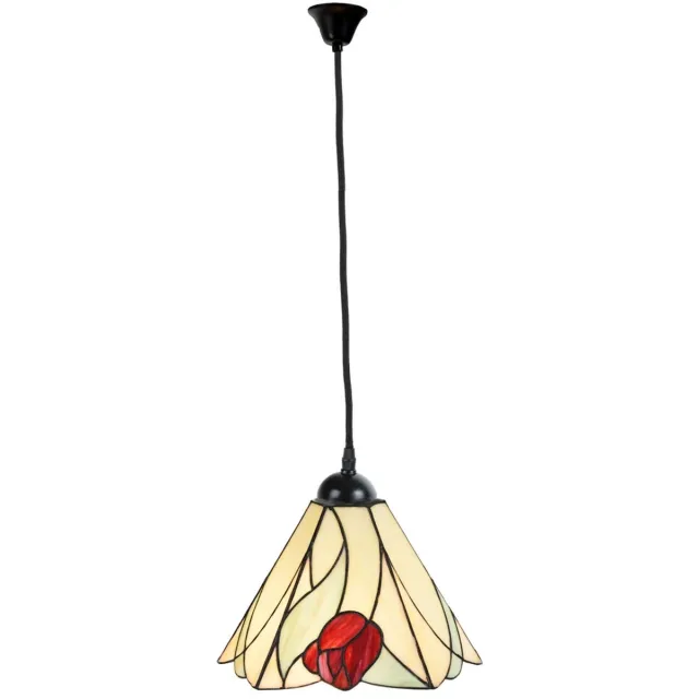 Coloured by Art Tiffany Hanglamp Tulip aan Katoensnoer - Art Deco Trade Rood