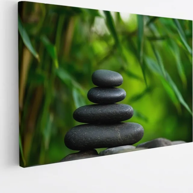 Saammp Canvas Schilderij - Stenen op elkaar - Natuur - Landschap - 70x50 - Foto op canvas - Wanddecoratie - Muurdecoratie Woonkamer - Slaapkamer decoratie - Canvas Print Multicolor