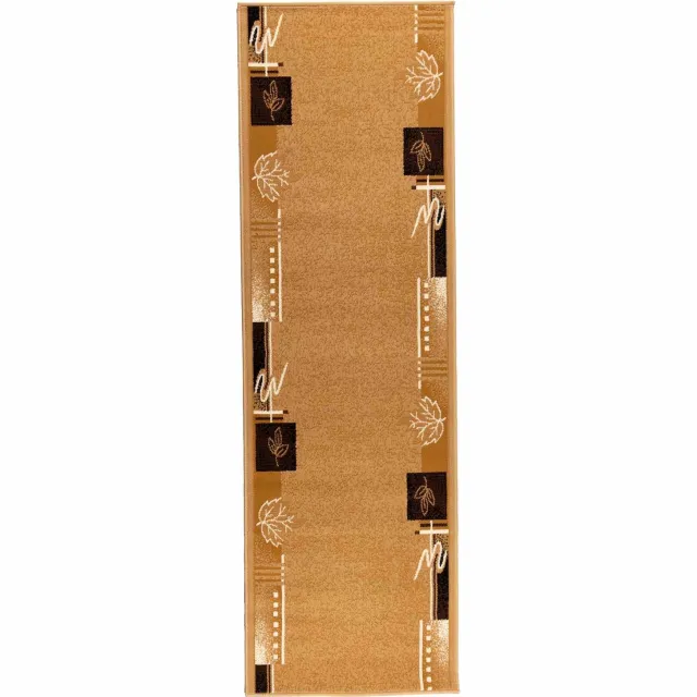 vidaXL Lopers - Tapijt - FLORNES - Geweven - Okergoud - Bladeren - 100 - x - 300 - cm - PP Ochre